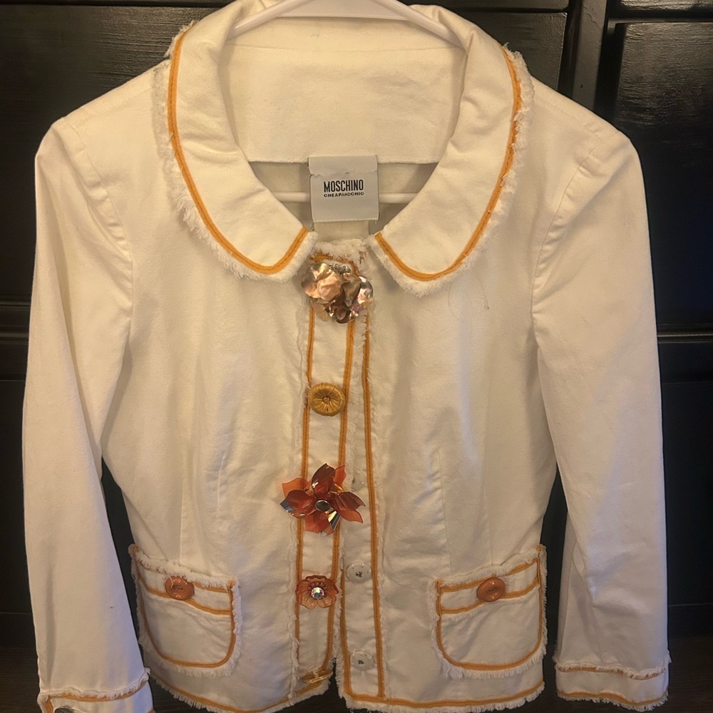 Moschino White Jacket with Orange Accents
